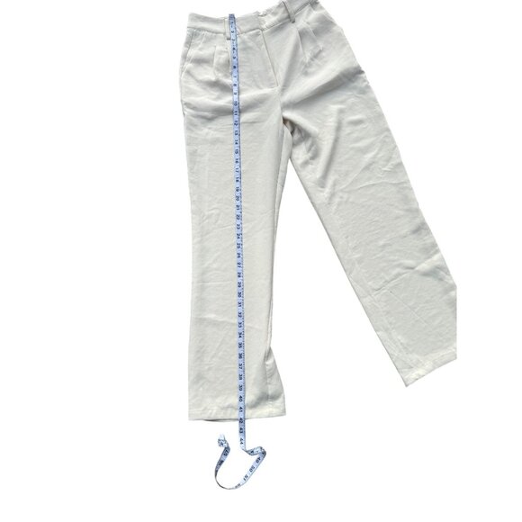 Forever 21 Womens Cream Wide Leg Mid-Rise Pants Size M Lightweight - Picture 6 of 8